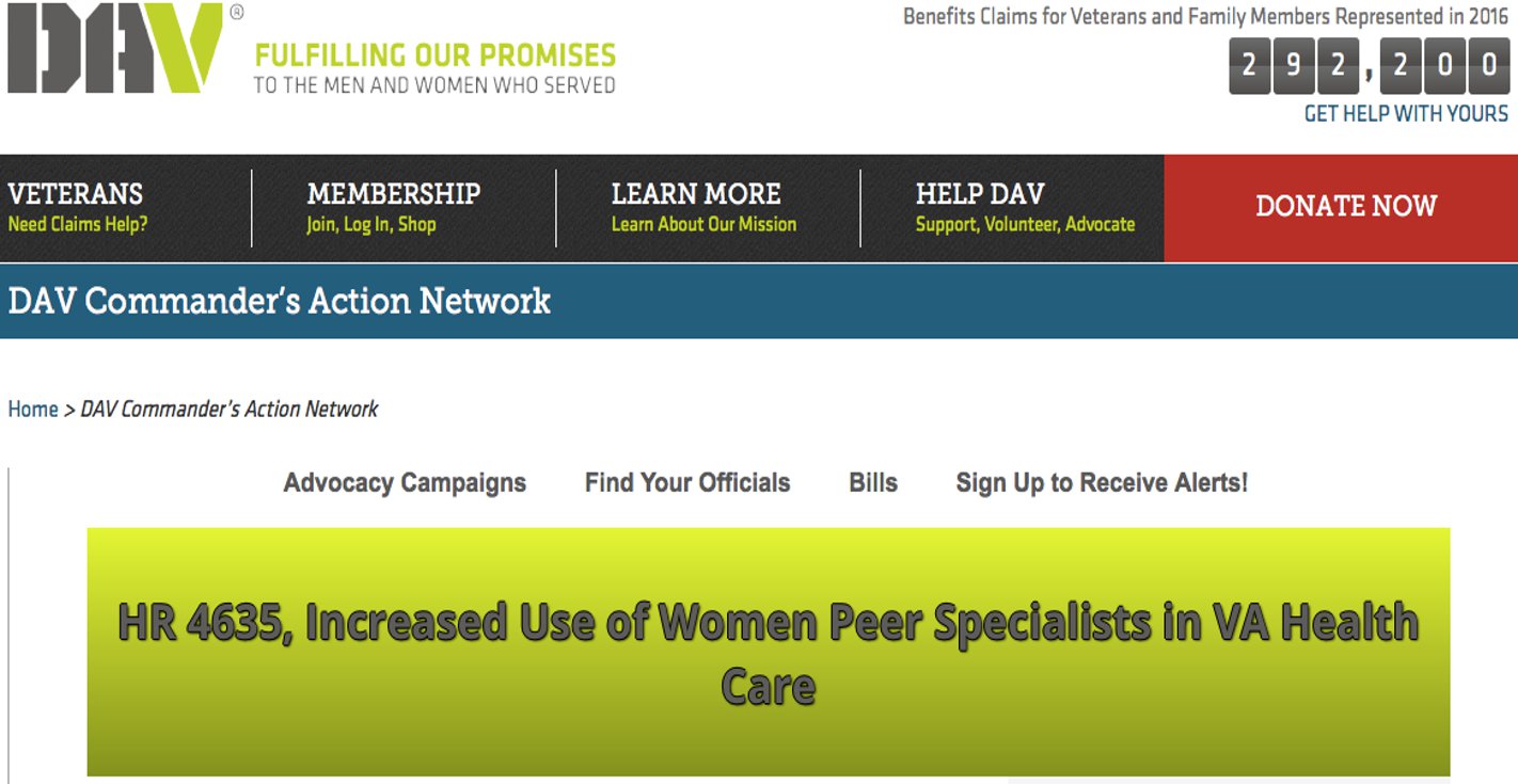 HR 4635, Increased Use of Women Peer Specialists in VA