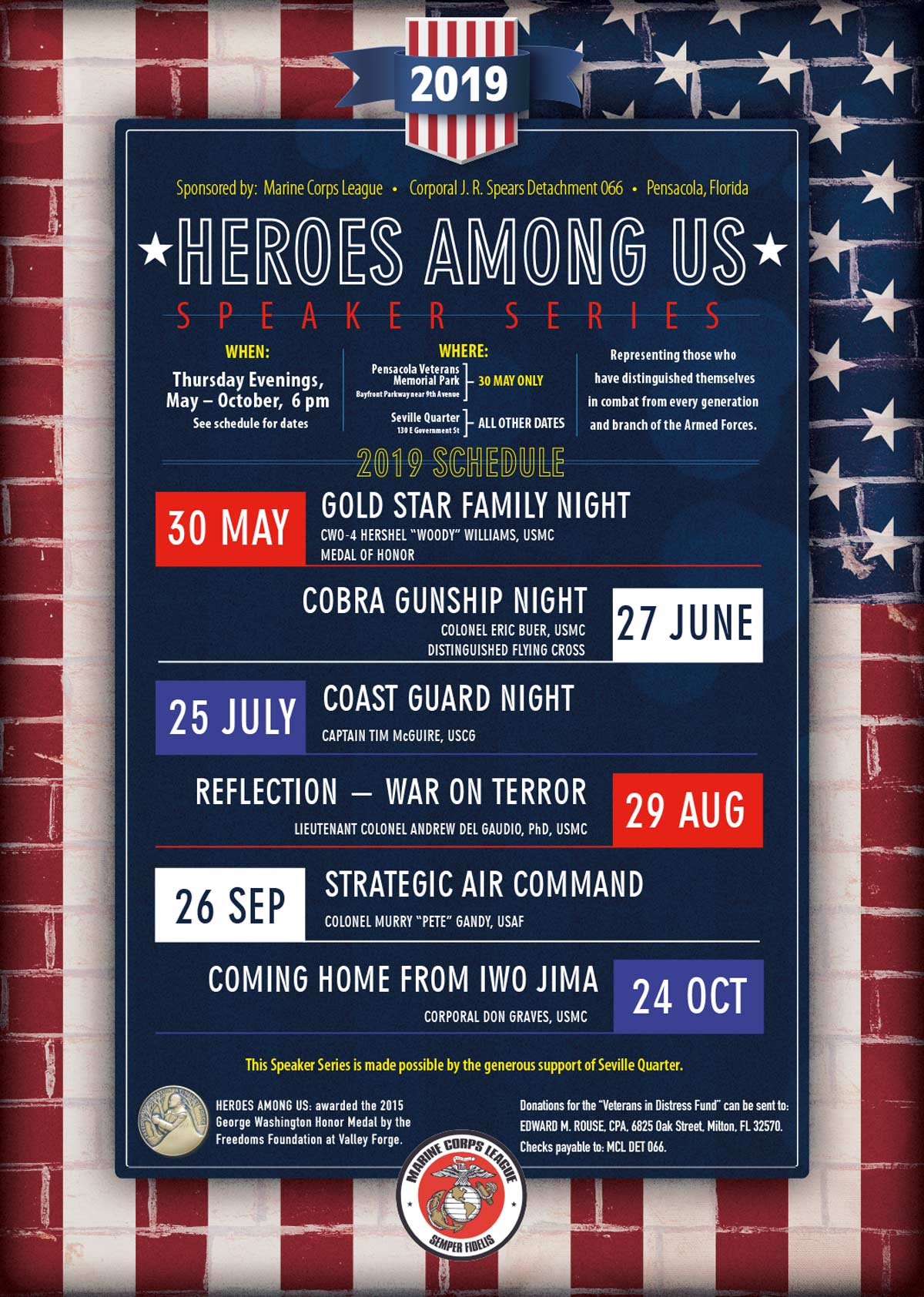 2019 Heros Among Us Schedule